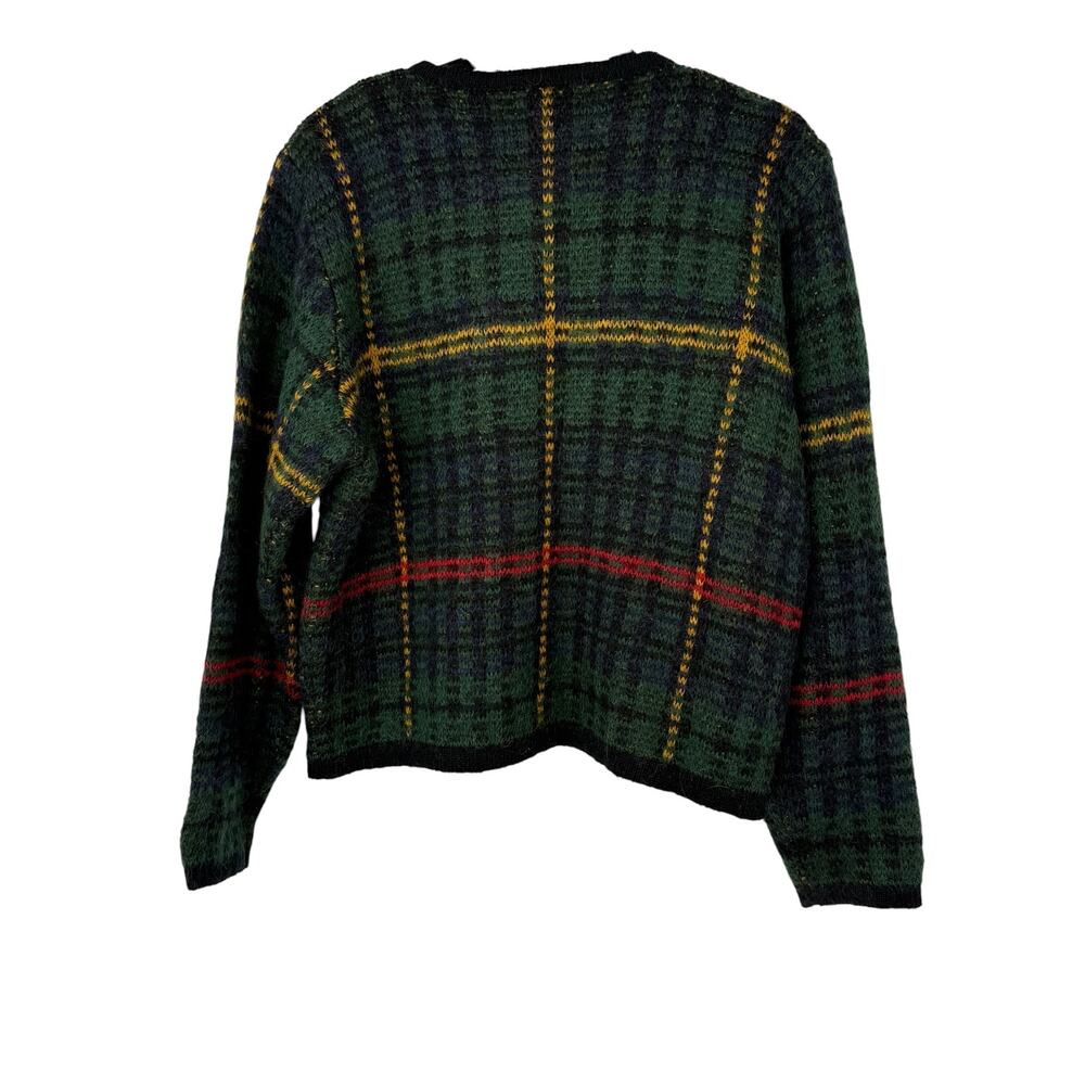 Brooks Brothers Vintage Plaid Wool Blend Cardigan Sweater - Tartan Women’s M - Picture 2 of 7